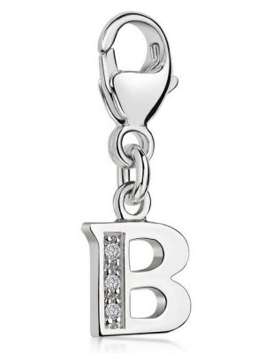 Materia Charm Buchstabe "Silber Anhänger Buchstabe " B " Alphabet Zirkonia C52", 925 Sterling Silber, rhodiniert