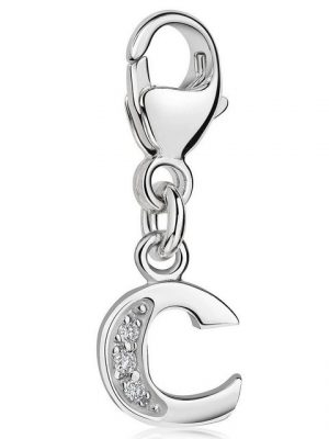 Materia Charm Buchstabe "Silber Anhänger Buchstabe " C " Alphabet Zirkonia C53", 925 Sterling Silber, rhodiniert