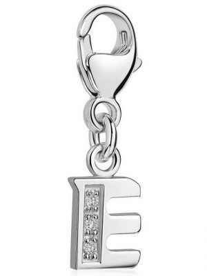 Materia Charm Buchstabe "Silber Anhänger Buchstabe " E " Alphabet Zirkonia C55", 925 Sterling Silber, rhodiniert