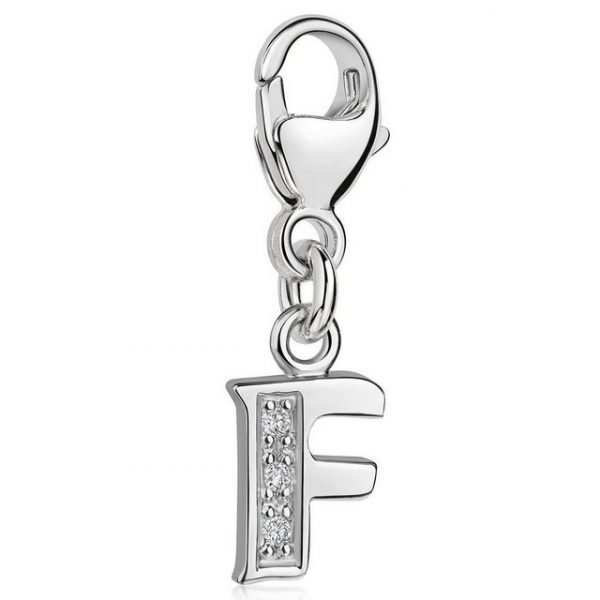 Materia Charm Buchstabe "Silber Anhänger Buchstabe " F " Alphabet Zirkonia C56", 925 Sterling Silber, rhodiniert