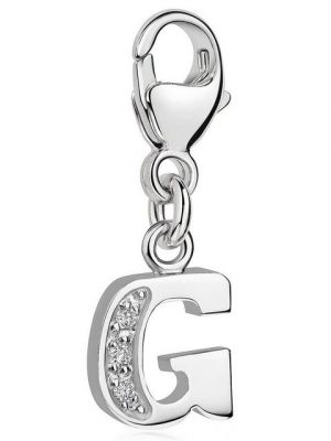 Materia Charm Buchstabe "Silber Anhänger Buchstabe " G " Alphabet Zirkonia C57", 925 Sterling Silber, rhodiniert