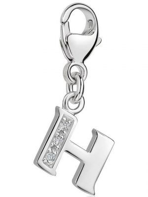 Materia Charm Buchstabe "Silber Anhänger Buchstabe " H " Alphabet Zirkonia C58", 925 Sterling Silber, rhodiniert