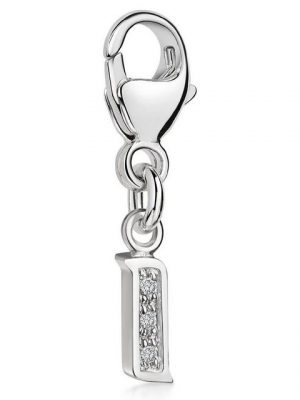 Materia Charm Buchstabe "Silber Anhänger Buchstabe " I " Alphabet Zirkonia C59", 925 Sterling Silber, rhodiniert