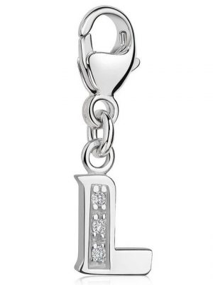 Materia Charm Buchstabe "Silber Anhänger Buchstabe " L " Alphabet Zirkonia C62", 925 Sterling Silber, rhodiniert