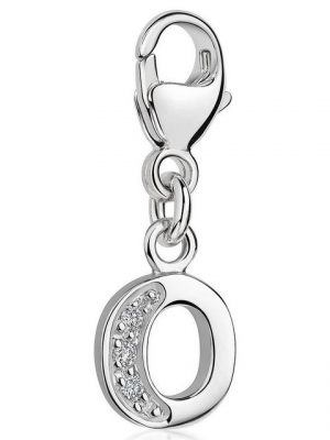 Materia Charm Buchstabe "Silber Anhänger Buchstabe " O " Alphabet Zirkonia C65", 925 Sterling Silber, rhodiniert