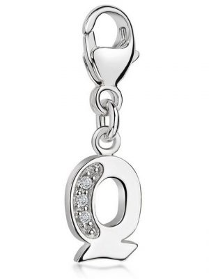 Materia Charm Buchstabe "Silber Anhänger Buchstabe " Q " Alphabet Zirkonia C67", 925 Sterling Silber, rhodiniert