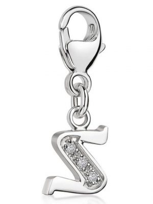 Materia Charm Buchstabe "Silber Anhänger Buchstabe " S " Alphabet Zirkonia C69", 925 Sterling Silber, rhodiniert