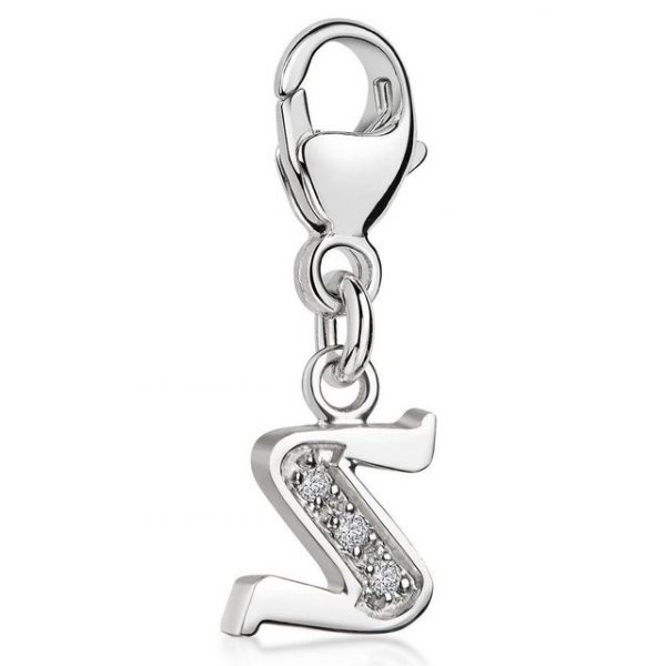 Materia Charm Buchstabe "Silber Anhänger Buchstabe " S " Alphabet Zirkonia C69", 925 Sterling Silber, rhodiniert