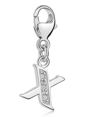 Materia Charm Buchstabe "Silber Anhänger Buchstabe " X " Alphabet Zirkonia C74", 925 Sterling Silber, rhodiniert