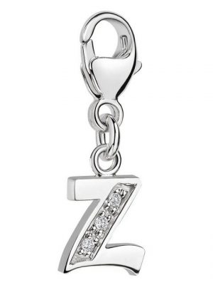 Materia Charm Buchstabe "Silber Anhänger Buchstabe " Z " Alphabet Zirkonia C76", 925 Sterling Silber, rhodiniert