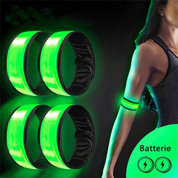 Mnöpf Armband "4 Stück LED Reflective Band leuchtarmband laufarmband Lichtband Kinder leuchtbänder Reflektorband Licht für Joggen Laufen"