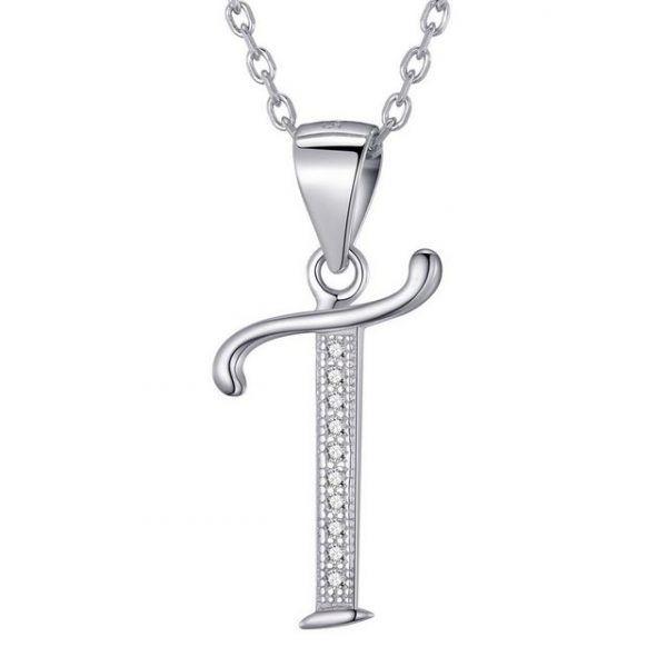 Morella Kette mit Anhänger "Buchstabenkette Halskette ABC" (1-tlg., Kette mit Anhänger inkl. Samtbeutel), Silberne Kette mit Buchstabenanhänger, 925 Silber, Zirkoniasteine, im Samtbeutel