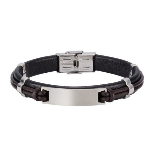 NOX Armband "Leder braun Edelstahl"