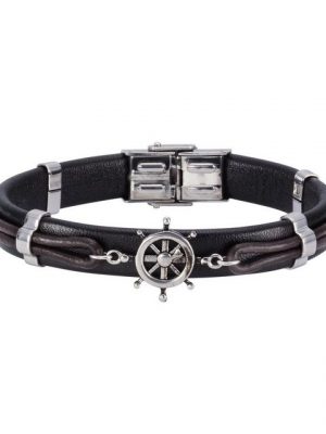 NOX Armband "Leder schwarz braun Edelstahl"