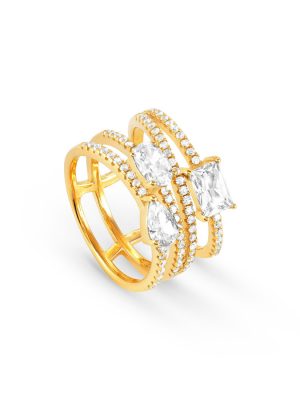 Nomination Ring - Wave - 149800/014 925 Silber vergoldet, Zirkonia gold