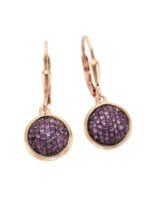 Ohrhänger 925/- Sterling Silber Amethyst lila 2,7cm Glänzend Jamelli Rot