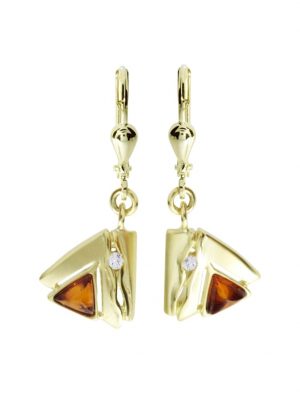 Ohrhänger - Benita - Gold 585/000 - Bernstein/Brillant OSTSEE-SCHMUCK Gold