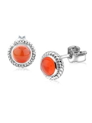 Ohrringe Stecker Kameol Geburtsstein September 925 Silber Nenalina Orange
