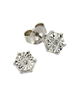 Ohrstecker 333/- Gold Brillant weiß Brillant 0,6cm Glänzend 0,02ct. Diamonds by Ellen K. Weiß