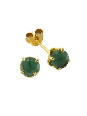 Ohrstecker 333/- Gold Smaragd grün 0,5cm Glänzend Fascination by Ellen K. Gelb