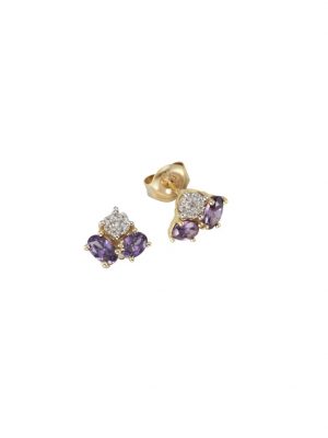 Ohrstecker 375/- Gold Amethyst lila 0,8cm Glänzend Fascination by Ellen K. Gelb