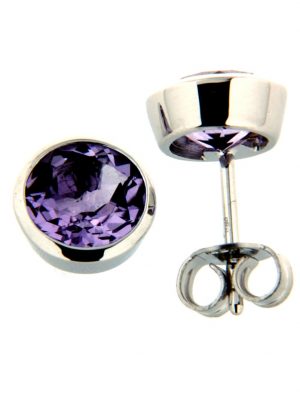 Ohrstecker 585/- Gold Amethyst lila 0,8cm Glänzend 0.050 Karat Orolino Silbergrau
