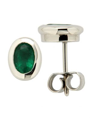 Ohrstecker 585/- Gold Smaragd grün 0,85cm Glänzend Orolino Silbergrau