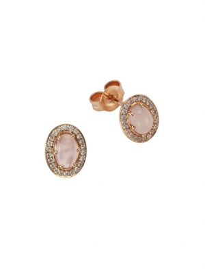 Ohrstecker 585/- Rotgold Rosenquarz Brillanten 585/- Gold Rosenquarz rosa 0,93cm Glänzend 0,14ct Orolino Rot