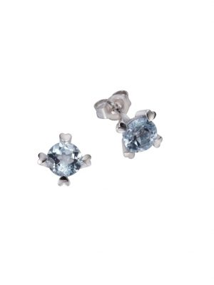 Ohrstecker 585/- Weißgold Topas 585/- Gold Blautopas beh. blau 7,5mm Glänzend Orolino Silbergrau