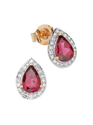 Ohrstecker 750/- Gold Rubellith rot Rubellith 1,0cm Glänzend 1,39ct. Creazione Bijoux Rot