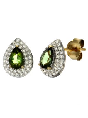 Ohrstecker 750/- Gold Turmalin grün Turmalin 1,2cm Glänzend 1,1ct. Creazione Bijoux Gelb