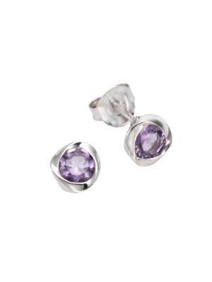 Ohrstecker 925/- Sterling Silber Amethyst lila 7cm Glänzend ZEEme Weiß