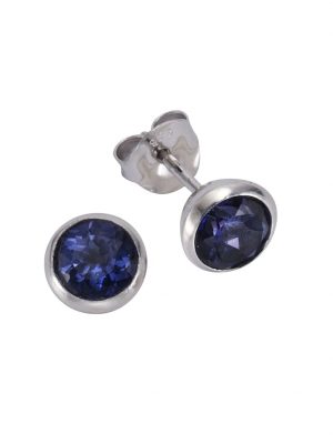 Ohrstecker 925/- Sterling Silber Blautopas beh. blau 0,75cm Glänzend ZEEme Weiß