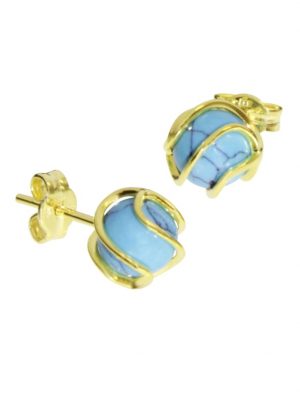 Ohrstecker - Goldkäfig - Gold 333/000 - rek. Türkis OSTSEE-SCHMUCK Gold