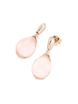 Ohrstecker Rosenquarz, Tropfen, Silber 925 Smart Jewel Rosé vergoldet