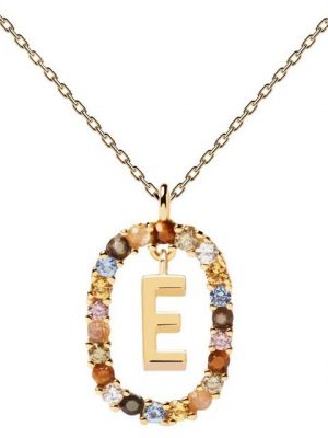 P D Paola Kette mit Anhänger "Buchstabe E Silber vergoldet"