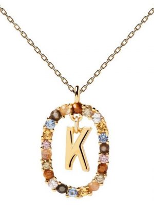 P D Paola Kette mit Anhänger "Buchstabe K Silber vergoldet"