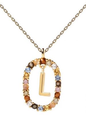P D Paola Kette mit Anhänger "Buchstabe L Silber vergoldet"