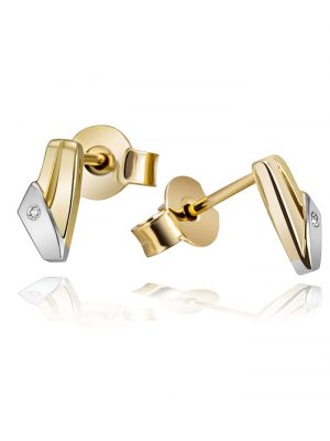 Paar Ohrstecker 585/- Gold Bicolor 2 Brillanten 0,01 ct. Goldmaid Bicolor