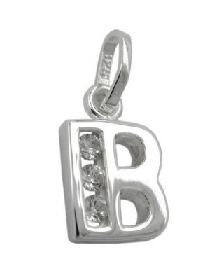 Paolo Renzo Buchstabenanhänger "A-Z in 925er Silber mit Zirkonias", glänzende silberne Buchstaben Anhänger mit funkelnden Zirkonias für Damen und Herren