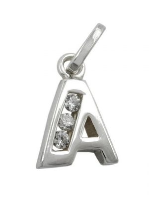 Paolo Renzo Buchstabenanhänger "A-Z in 925er Silber mit Zirkonias", glänzende silberne Buchstaben Anhänger mit funkelnden Zirkonias für Damen und Herren