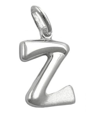 Paolo Renzo Buchstabenanhänger "A-Z in 925er Silber teilmattiert", glänzende teilmattierte Silber Buchstaben Anhänger in schwungvoller Schriftart für Damen und Herren