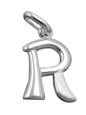 Paolo Renzo Buchstabenanhänger "A-Z in 925er Silber teilmattiert", glänzende teilmattierte Silber Buchstaben Anhänger in schwungvoller Schriftart für Damen und Herren