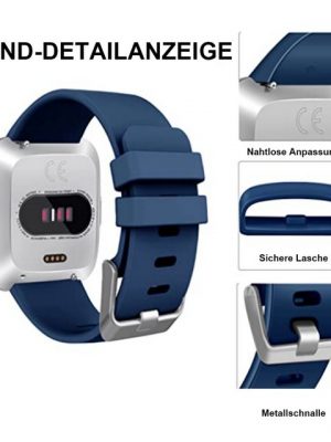 Resik Smartwatch-Armband "Armbänder Kompatibel mit Fitbit Versa 2 und Fitbit Versa/Versa Lite/Versa Special, Weiche Ersatz Sport Armbänder Zubehör für Damen Herren(Marineblau)"