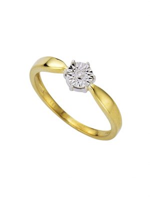 Ring 333/- Gold Brillant weiß Brillant Bicolor 0,01ct. Diamonds by Ellen K. Gelb
