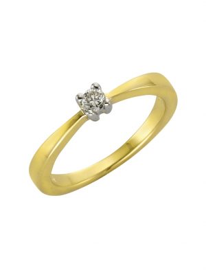 Ring 375/- Gold Brillant weiß Brillant Glänzend 0,10ct. Diamonds by Ellen K. Gelb