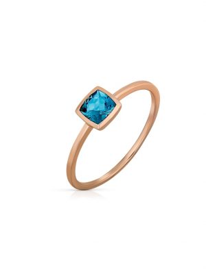 Ring 585/- Gold Blautopas beh. blau Glänzend Orolino Rot