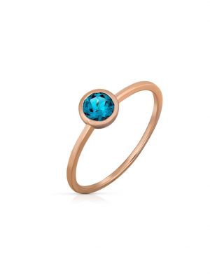 Ring 585/- Gold Blautopas beh. blau Glänzend Orolino Rot
