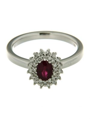 Ring 585/- Gold Rubin rot Rubin Glänzend 0.2000 Karat Orolino Weiß