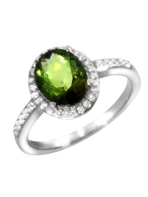 Ring 750/- Gold Turmalin grün Turmalin Glänzend 2,07ct. Creazione Bijoux Weiß